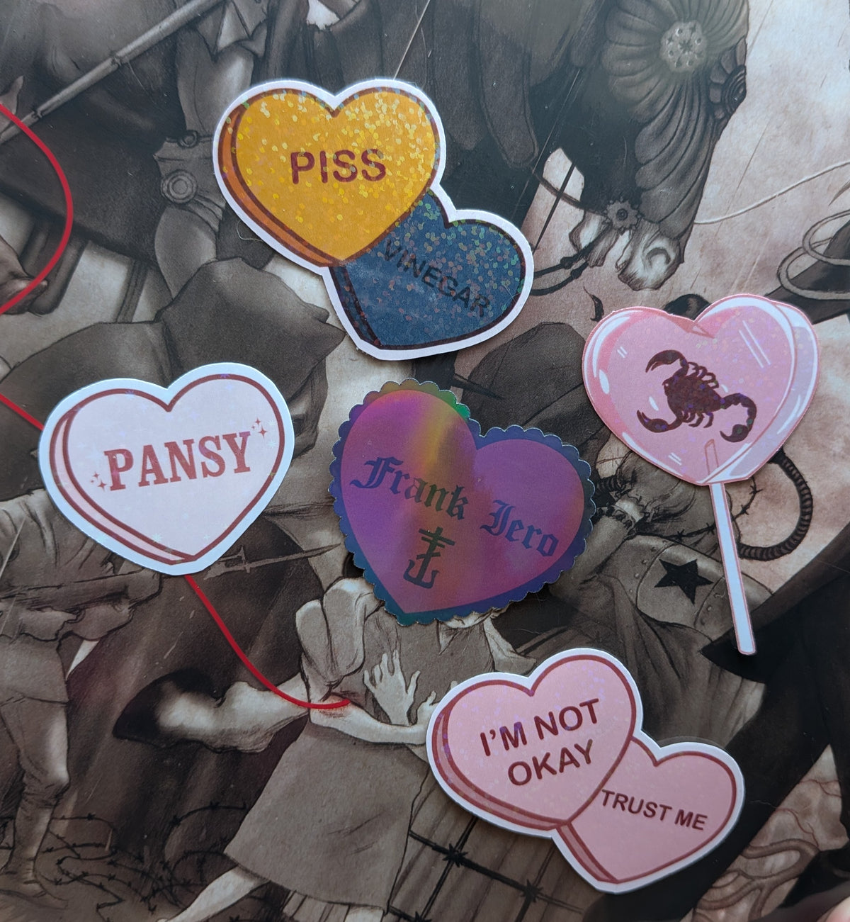 My Chemical Romance / Frank Iero Candy Heart Stickers