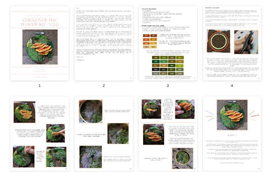 Chicken of the Woods Stumpwork Embroidery DIY Kit (PDF)