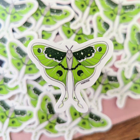 Lunar Moth Sticker | Nature-Inspired Art