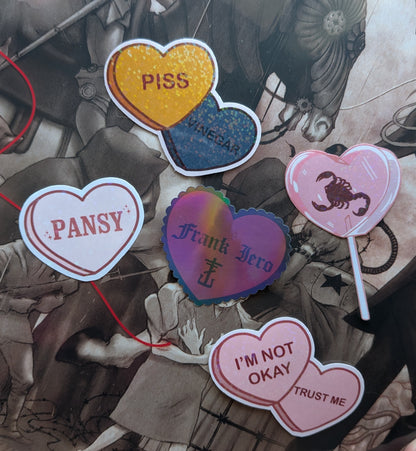 My Chemical Romance / Frank Iero Candy Heart Stickers