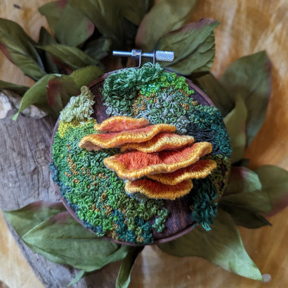 Chicken of the Woods Stumpwork Embroidery DIY Kit (PDF)