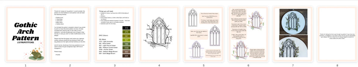 Gothic Arch Embroidery Pattern - Modern Hand Embroidery